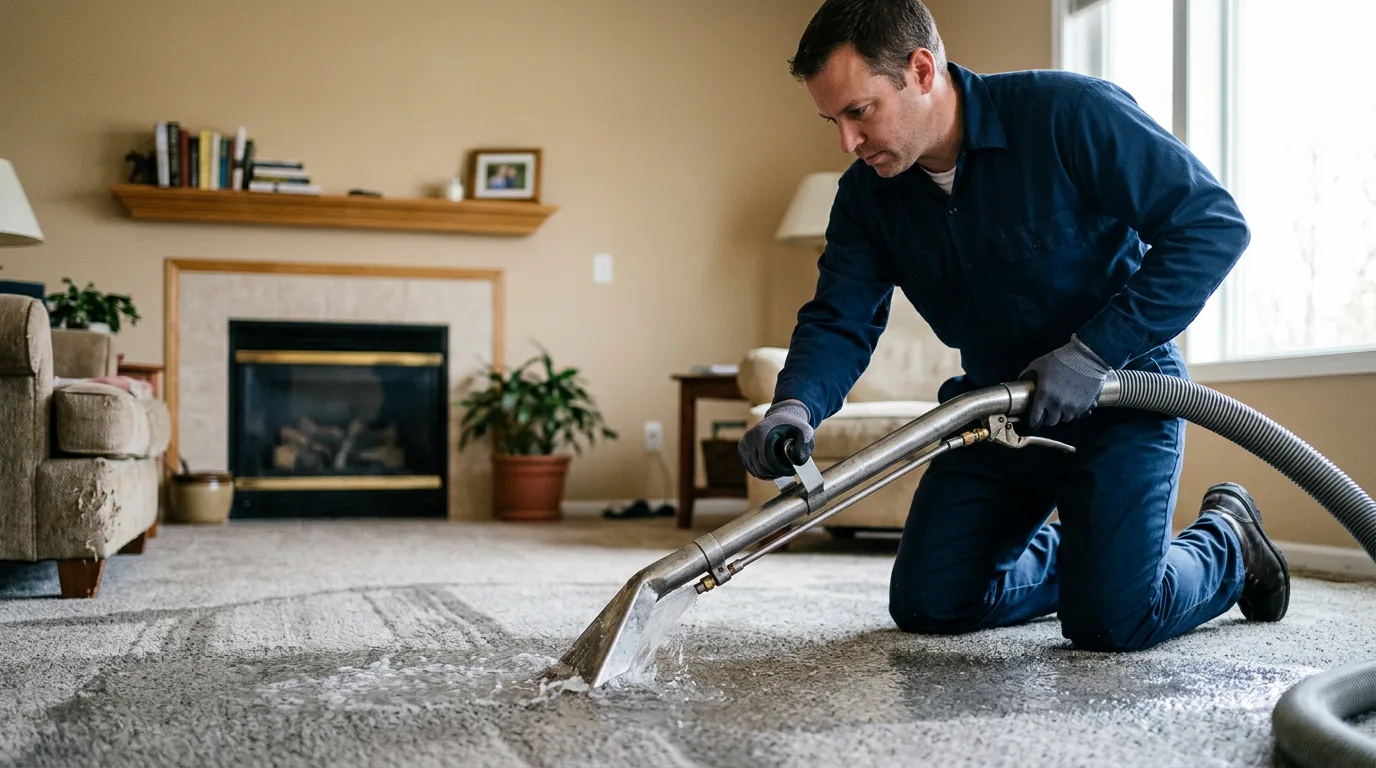 Water damage restoration technician working near Nashua, NH